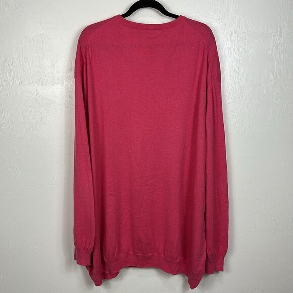Peter Millar Cotton Cashmere Blend V-neck Pullover Sweater In Pink Size 4XL - Picture 4 of 10
